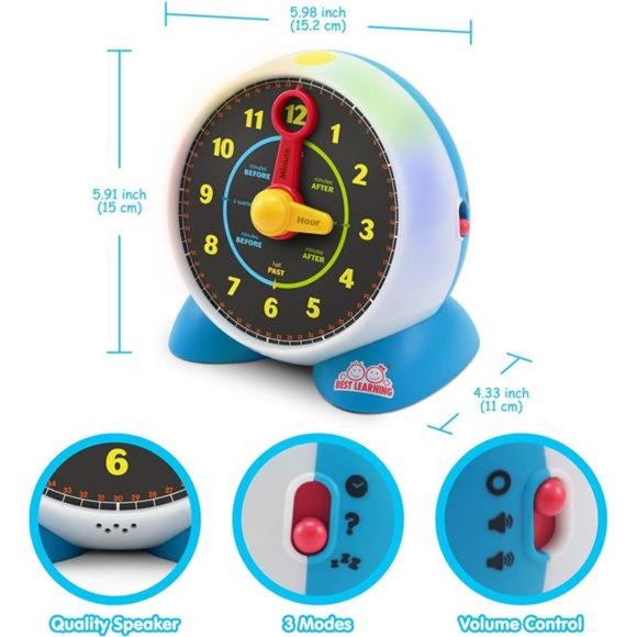 Learning Clock - Educational Talking Learn to Tell Time Teaching Light-Up Toy
